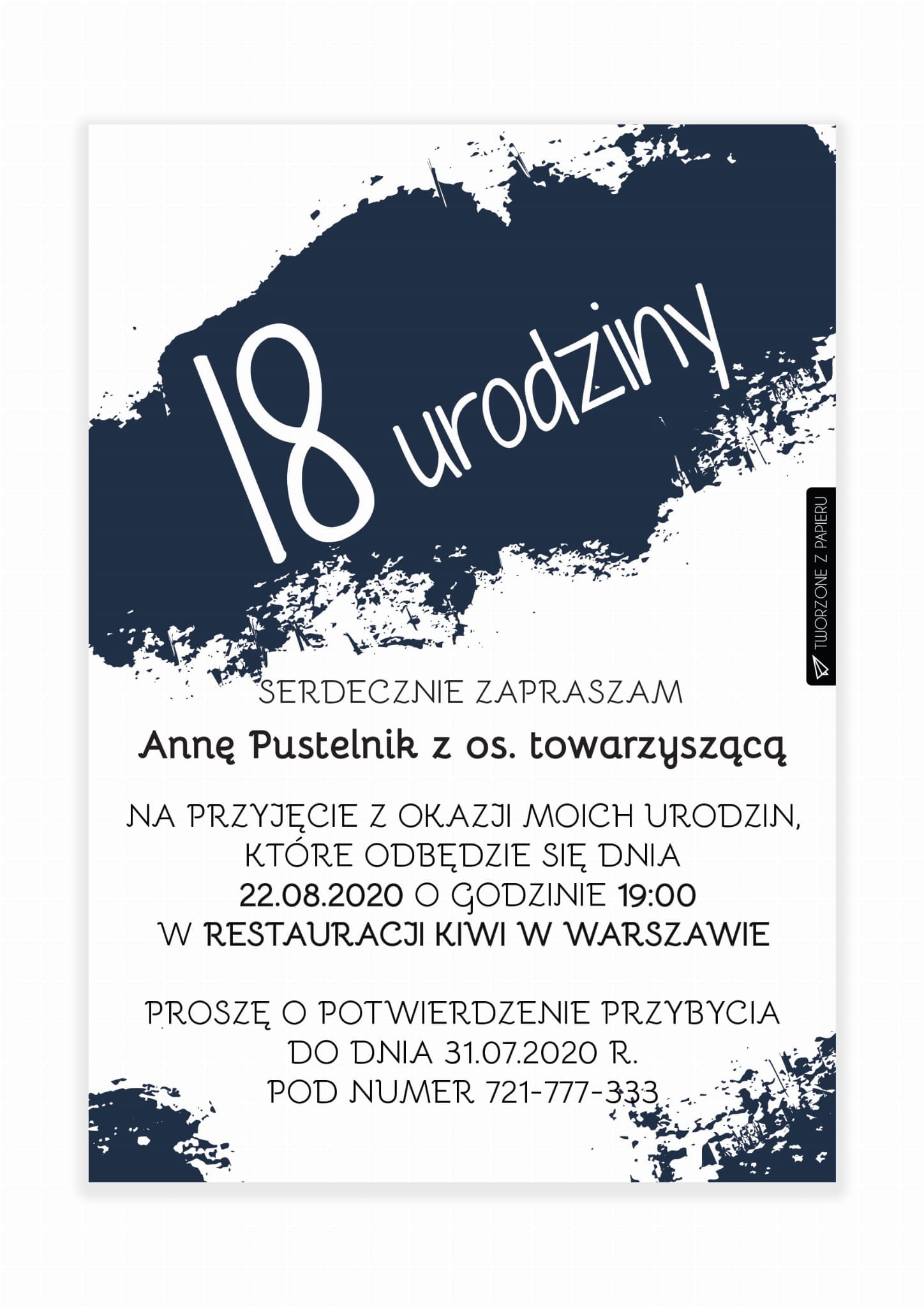 Zaproszenie Urodzinowe / Z-18-07-03