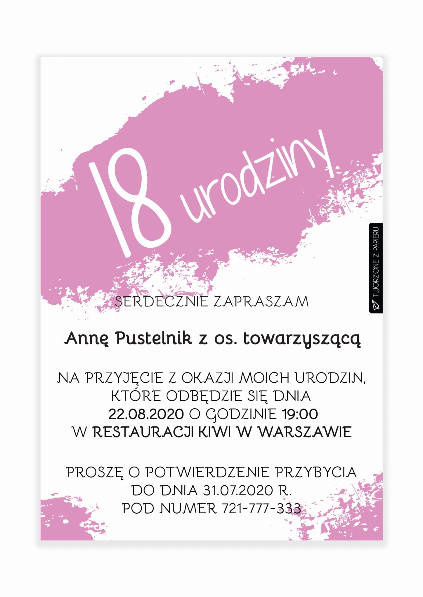 Zaproszenie Urodzinowe / Z-18-07-04