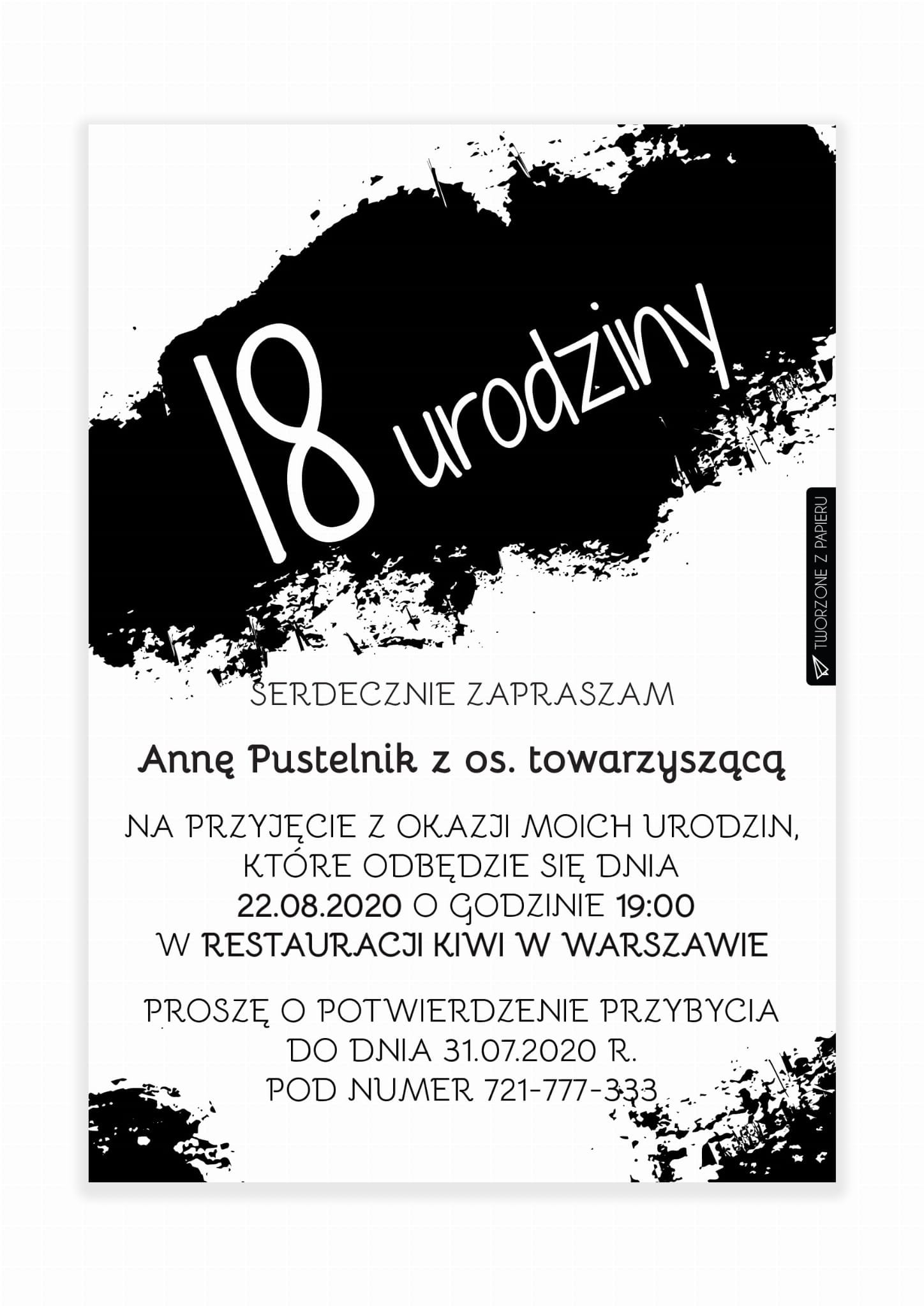 Zaproszenie Urodzinowe / Z-18-07-05