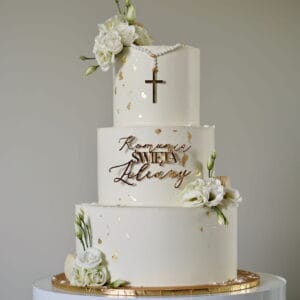 Topper na tort Komunia Święta + imię dziecka (personalizowany) TP03