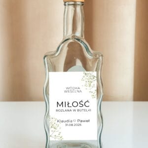 NAKLEJKI NA BUTELKĘ - ŚLUBNE - GIPSÓWA BIAŁA - 02