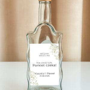 NAKLEJKI NA BUTELKĘ - ŚLUBNE - GIPSÓWA BIAŁA - 04