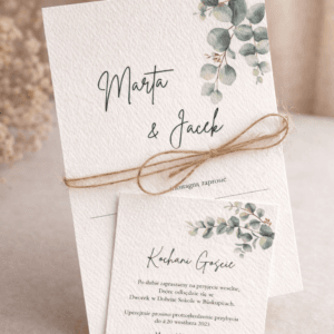 zaproszenie ślubne proste kwiatowe papier fakturowany