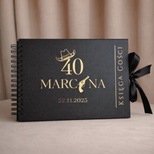 Księga gości na urodziny - personalizowana czarno-złota - K21
