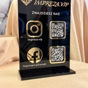 Tabliczka firmowa / stand z kodem QR – personalizowany
