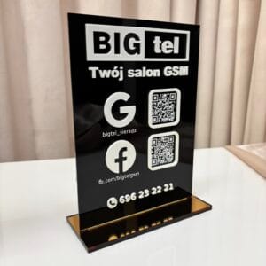 Tabliczka firmowa / stand z kodem QR – personalizowany