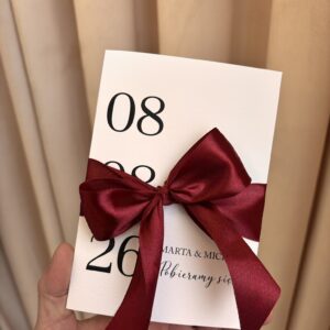 Eleganckie zaproszenie ślubne z satynową kokardą / Z-S-BK3